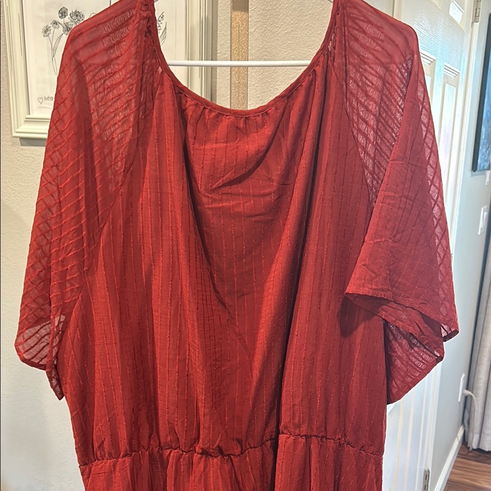 BloomChic Copper Colored Maxi Dress with 3/4 With Flutter Sleeve - Picture 5 of 11